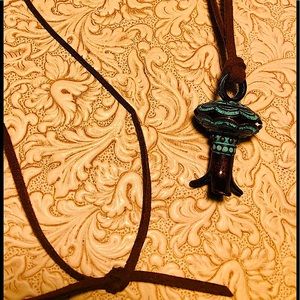HANDMADE SQUASH BLOSSOM TURQUOISE PATINA NECKLACE